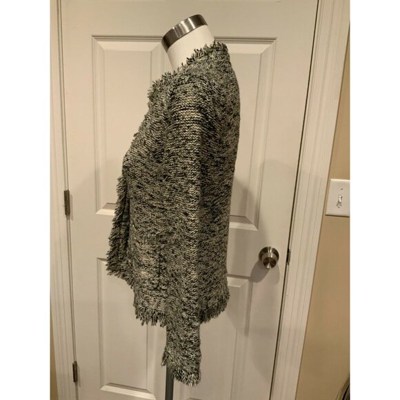 Angel of the North Anthropologie Black, Gray & White Fringe Cardigan, Size M - Picture 4 of 9